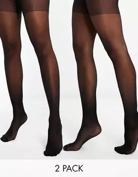 Черные колготки плотностью 15 ден ASOS DESIGN 2 Pack