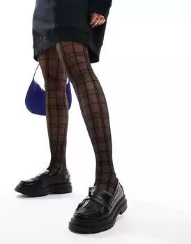 Черные колготки в клетку ASOS