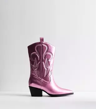 Черные контрастные ковбойские сапоги Public Desire Public Desire, пастельно-розовый