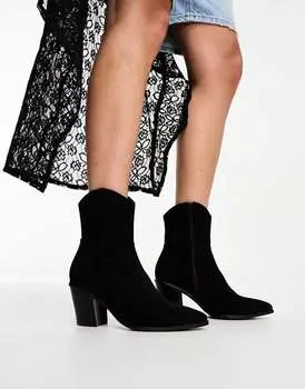 Черные ковбойские ботинки на каблуке ASOS Rational