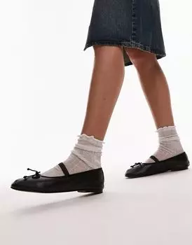 Черные кожаные балетки без подкладки Topshop Brooke