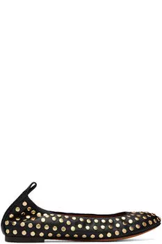 Черные кожаные балетки с заклепками Lanvin