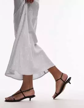 Черные кожаные босоножки премиум-класса на каблуке с ремешками Topshop Inaya