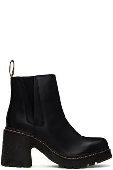 Черные кожаные ботинки челси с расклешенным каблуком из спандекса Dr. Martens