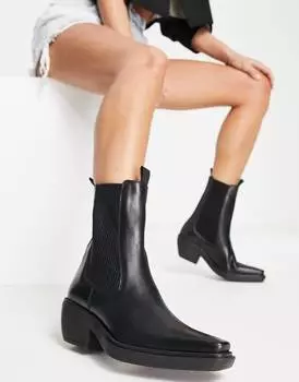Черные кожаные ботинки челси в стиле вестерн ASOS DESIGN Austin
