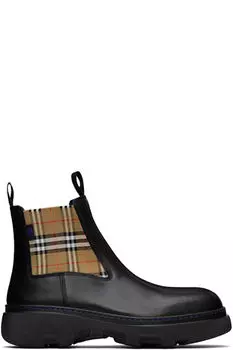 Черные кожаные ботинки Creeper Low Chelsea Burberry