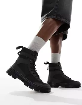 Черные кожаные ботинки унисекс Combs tech 8 с завязками Dr Martens