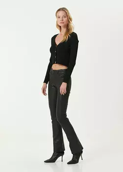 Черные кожаные брюки bootcut 7 For All Mankind