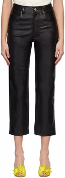 Черные кожаные брюки из зерненой кожи Gucci