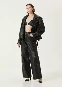 Черные кожаные брюки карго Academia