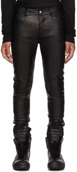 Черные кожаные брюки Rick Owens Tyrone