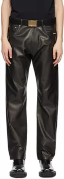 Черные кожаные брюки с пятью карманами VTMNTS