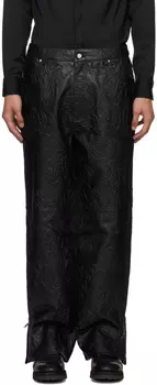 Черные кожаные брюки с тиснением Han Kjobenhavn