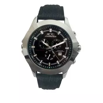 Черные кожаные часы Chronotech, черный