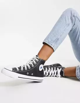 Черные кожаные кроссовки Converse Chuck Taylor Hi