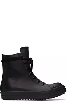 Черные кожаные кроссовки Hollywood Rick Owens