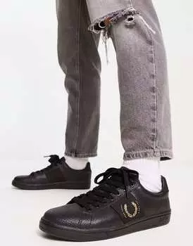 Черные кожаные кроссовки из пике Fred Perry B721