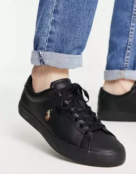 Черные кожаные кроссовки Polo Ralph Lauren Longwood с логотипом в виде пони