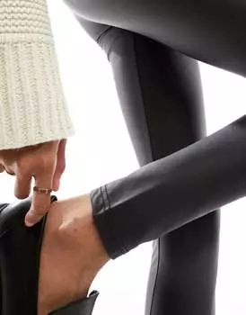 Черные кожаные леггинсы ASOS DESIGN Tall