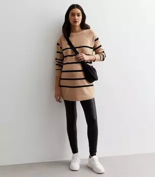 Черные кожаные леггинсы с рельефом для беременных New Look, черный