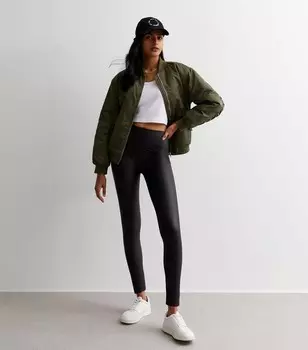 Черные кожаные леггинсы с высокой талией Gini London Gini London, черный