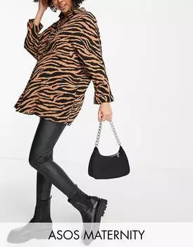 Черные кожаные леггинсы с завышенной талией ASOS DESIGN Maternity