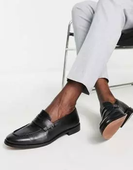 Черные кожаные лоферы ASOS DESIGN
