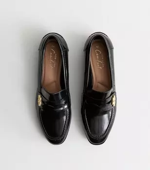 Черные кожаные лоферы New Look, черный