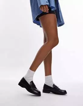 Черные кожаные лоферы с эффектом крокодила Topshop Callie