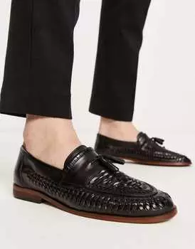 Черные кожаные лоферы с плетением ASOS DESIGN
