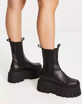 Черные кожаные массивные ботинки челси премиум-класса ASOS DESIGN Arlo