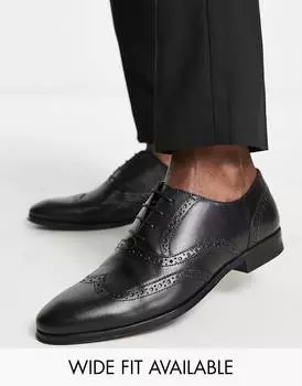 Черные кожаные оксфорды броги ASOS DESIGN