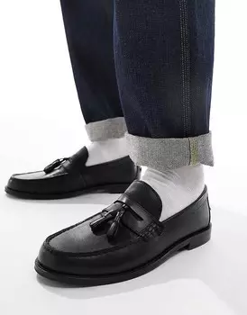 Черные кожаные пенни-лоферы с кисточками ASOS DESIGN