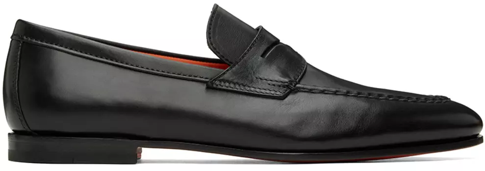 Черные кожаные пенни-лоферы Santoni