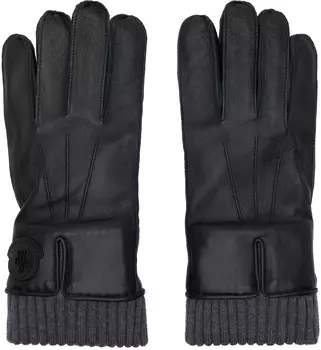 Черные кожаные перчатки Moncler