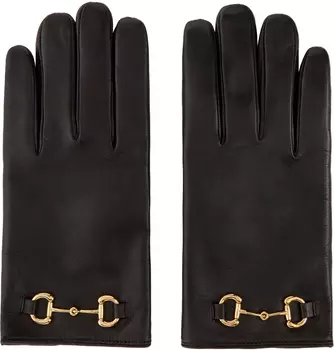 Черные кожаные перчатки с узлом Gucci