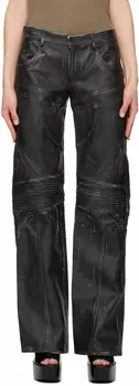 Черные кожаные рваные брюки Blumarine