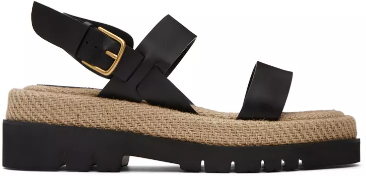 Черные кожаные сандалии Recto