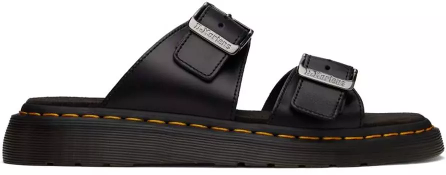 Черные кожаные шлепанцы с пряжкой Josef Dr. Martens