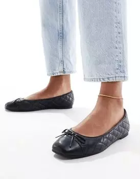 Черные кожаные стеганые балетки ALDO Braylynn