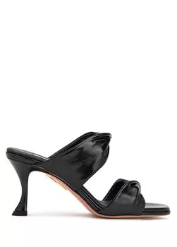 Черные кожаные тапочки на каблуке twist Aquazzura