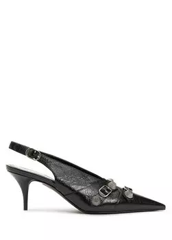 Черные кожаные туфли на каблуке cagole Balenciaga