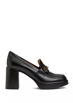 Черные кожаные туфли на каблуке с пряжкой Tod's