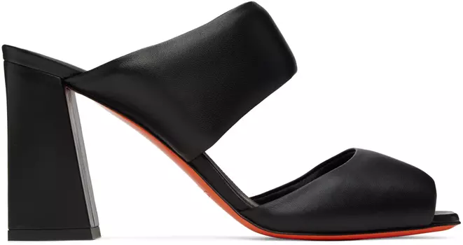 Черные кожаные туфли на каблуке Santoni