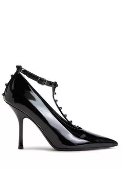 Черные кожаные туфли на высоком каблуке rockstud Valentino Garavani