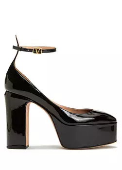 Черные кожаные туфли на высоком каблуке Valentino Garavani