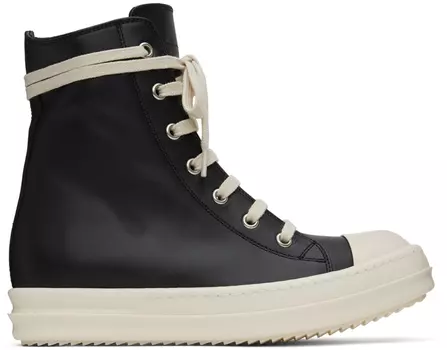 Черные кожаные высокие кеды Rick Owens