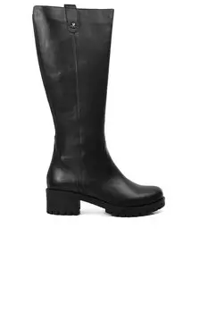 Черные кожаные женские ботинки на молнии с флисовой подкладкой 3322K Vens