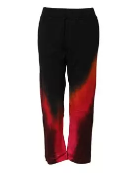 Черные красные хлопковые брюки-джоггеры прямого кроя Dsquared2, черный/красный