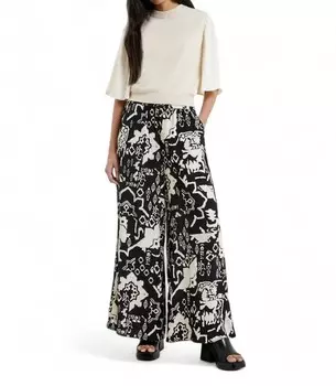 Черные/кремовые широкие брюки Deon Delphine French Connection